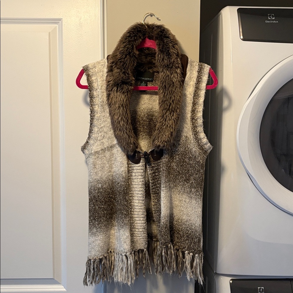 Cynthia Rowley Faux Fur Trim Vest